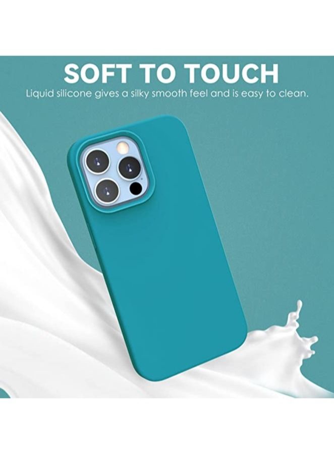 MUNTAQI Liquid Silicone Shockproof Protective Case with Soft Microfiber Lining for iPhone 13 Pro Max 6.7 inch (2021), (Turquoise) - Image 4