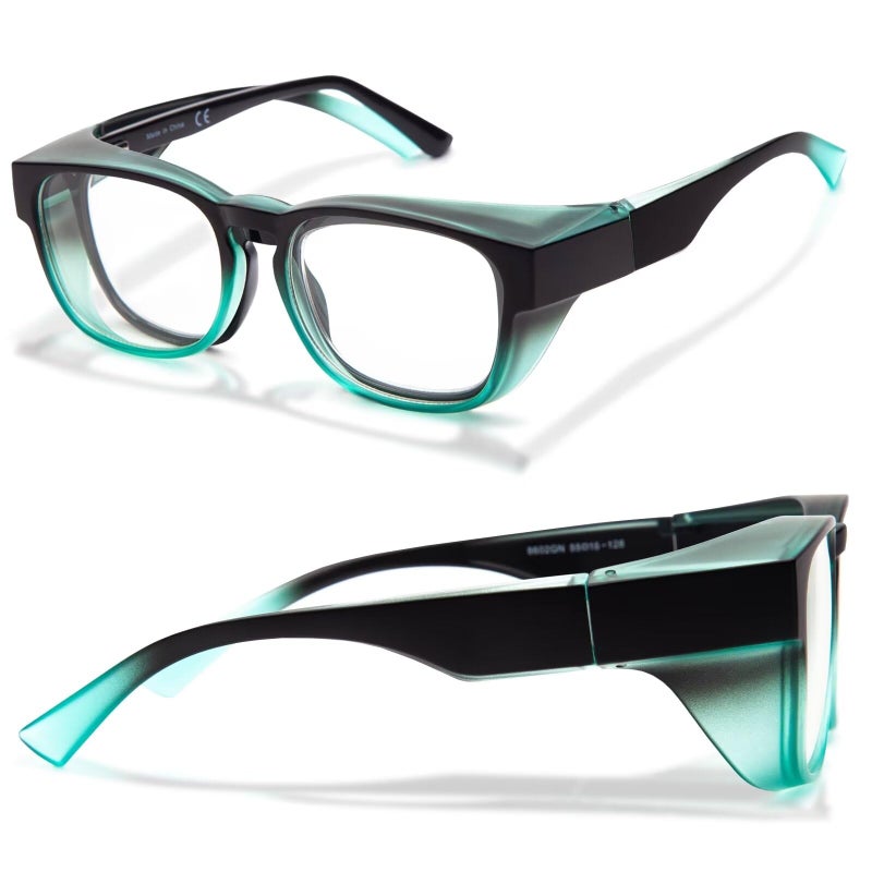 LianSan Safety Glasses Over Eyeglasses for MenWomen Fit Over Glasses with UV400Scratch Resistant Lenses ANSI Z87Black GreenClear Lens