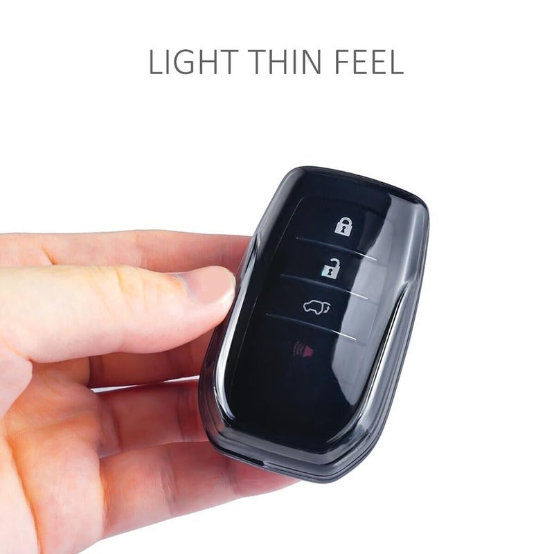 JVCV غطاء شفاف ناعم TPU من JVCV® عبوة 2 متوافق مع تويوتا فورتشنر، هايلاكس، إنوفا كريستا، فورتشنر ليجندر، إنوفا هاي كروس، لاند كروزر 2B/3B سمارت كي (أسود شفاف) - Image 4