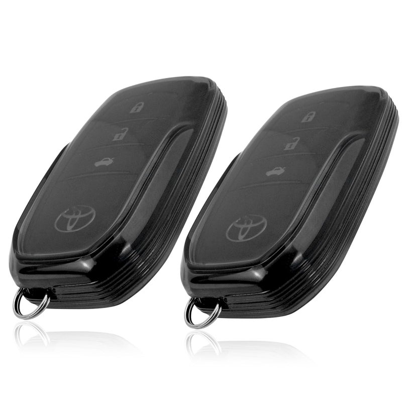 JVCV غطاء شفاف ناعم TPU من JVCV® عبوة 2 متوافق مع تويوتا فورتشنر، هايلاكس، إنوفا كريستا، فورتشنر ليجندر، إنوفا هاي كروس، لاند كروزر 2B/3B سمارت كي (أسود شفاف) - Image 1