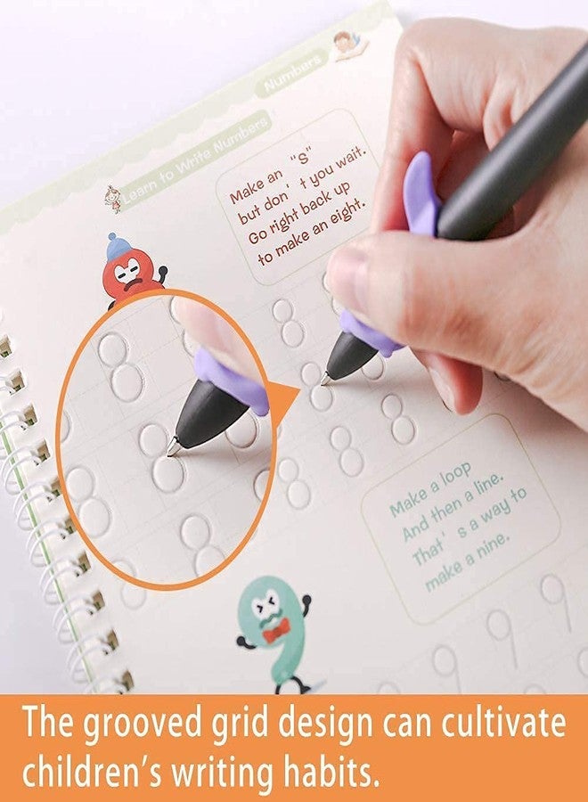HOTFIX? 4 PCS Magic Practice Copybook for Kids Reusable Handwriting Workbook Four Books Math, Drawing, Alphabet, Number (4 Books + 1 Pen + 8 Refills + 1 Grip) - Image 5