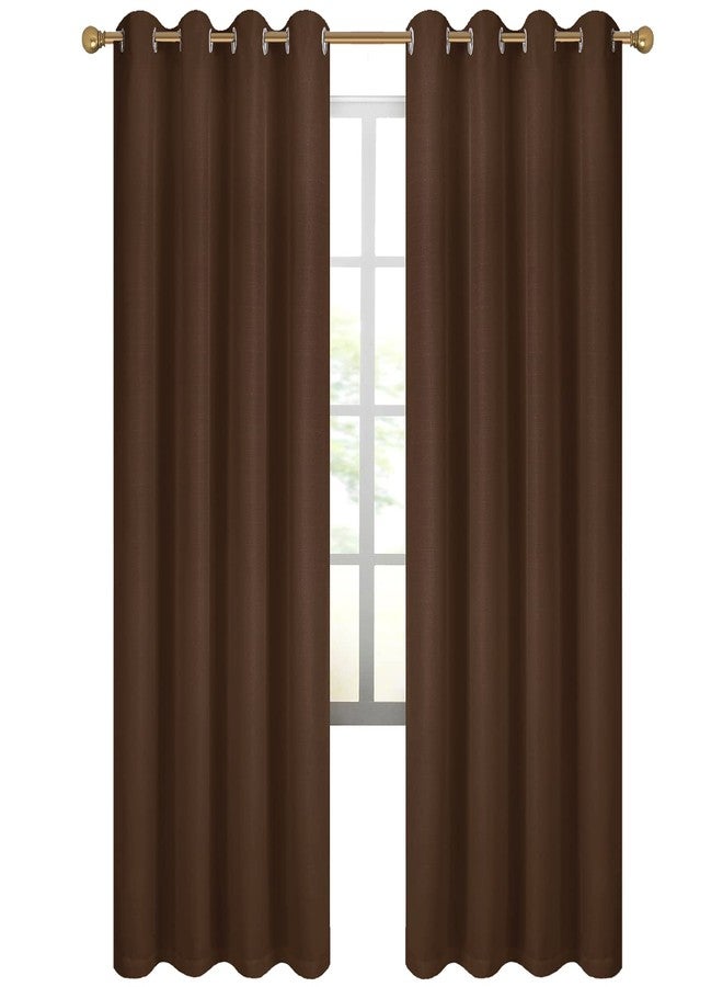 Diraysid 100% Blackout Curtains Chocolate Brown Linen Curtains for Bedroom Grommet Thermal Insulated Room Darkening Drapes (2 Panels, W52 x L95 Inch) - Image 3