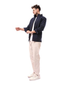 Andora Polyester Mandarin Collar Buttoned Coat_Navy Blue  - Image 4