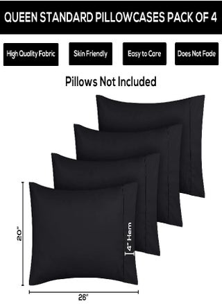 Utopia Bedding Standard Pillowcases - 4 Pack - Envelope Closure - Soft Brushed Microfiber Fabric - Shrinkage and Fade Resistant Pillow Covers Standard Size 20 X 26 Inches (Standard, Black) - pzsku/ZBD7548D013886B9F858CZ/45/_/1693490277/efb293d3-67f1-46bf-bea1-87c79f29df29