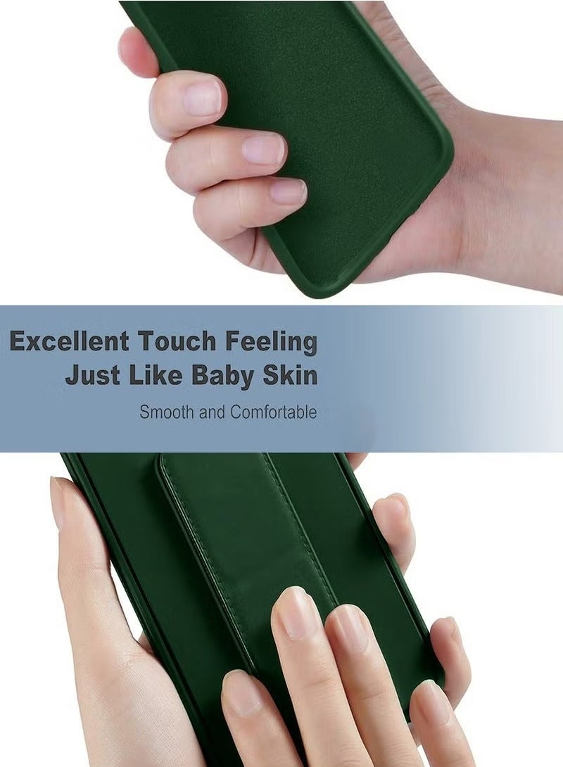 JAJEEK Apple iPhone 16e 5G 2025 Foldable Magnetic Kickstand Case Cover with Hand Grip, Wrist Strap, Finger Holder, Built-In Iron Plate, Durable and Protective Design, Adjustable Stand – Dark Green - Image 4