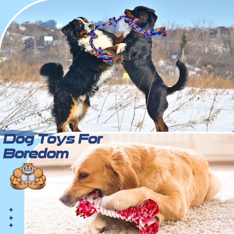 SHARLOVY Dog Chew Toys for Aggressive Chewers, 5 Pack Indestructible Dog Toys for Large Breed, Cotton Rope Toys, Tough Bone Chew for Aggressive Chewers Large Breed - Image 4