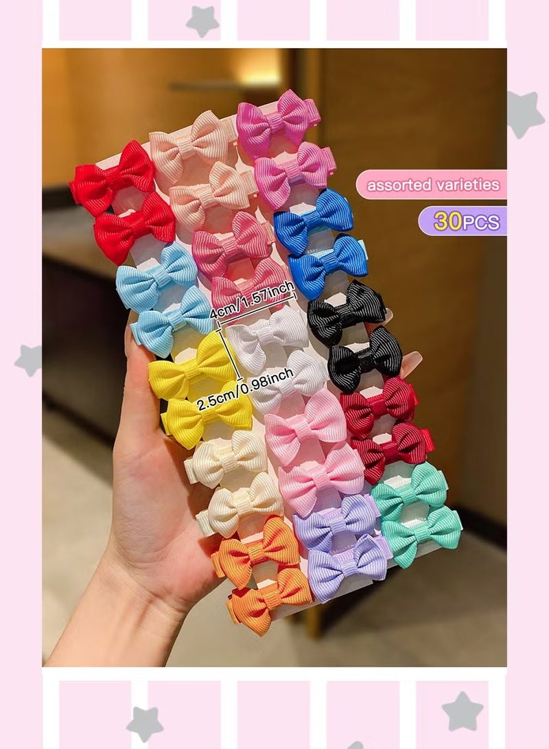 30 Pcs Hair Clips Colors for Little Girls Beautiful Bow Hair Accessories available in multiple colors - Image 1
