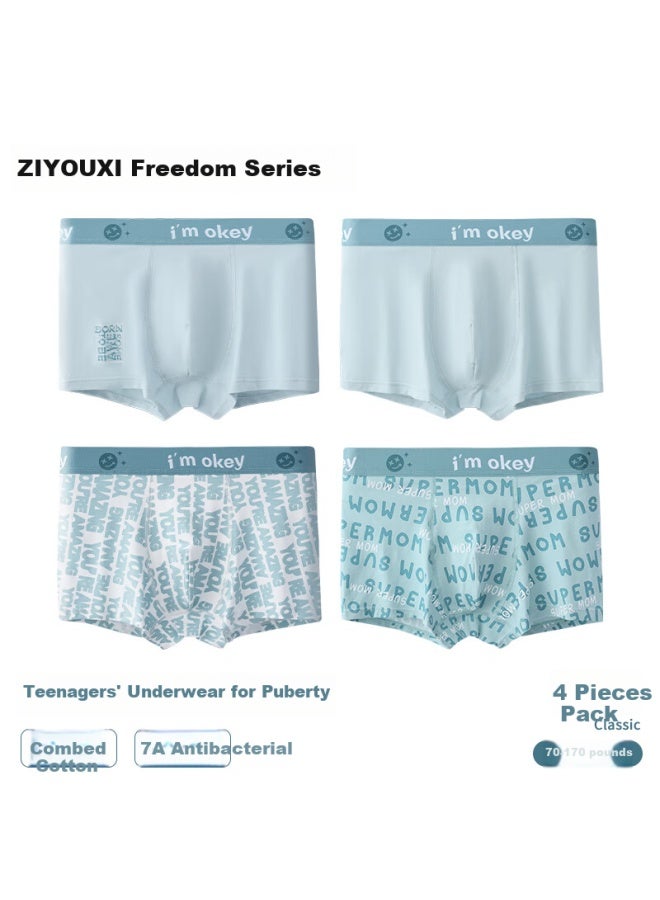 Liberal Free Style Boys' Underwear Teenagers 7a Pure Cotton Summer Development Period Junior High School High School Students Children Printed Boxer Shorts - Image 5