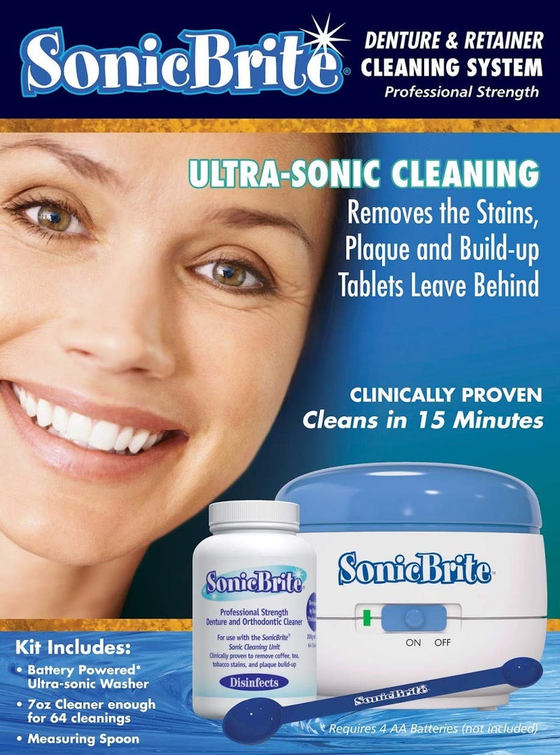 SonicBrite Denture / Retainer Cleaning Kit â€” Clean any Removable Dental Device with a Powerful Sonic Bath â€” Cleaner for Night & Mouth Guards, Aligners & More â€” Powerful Cleaning System - Image 2