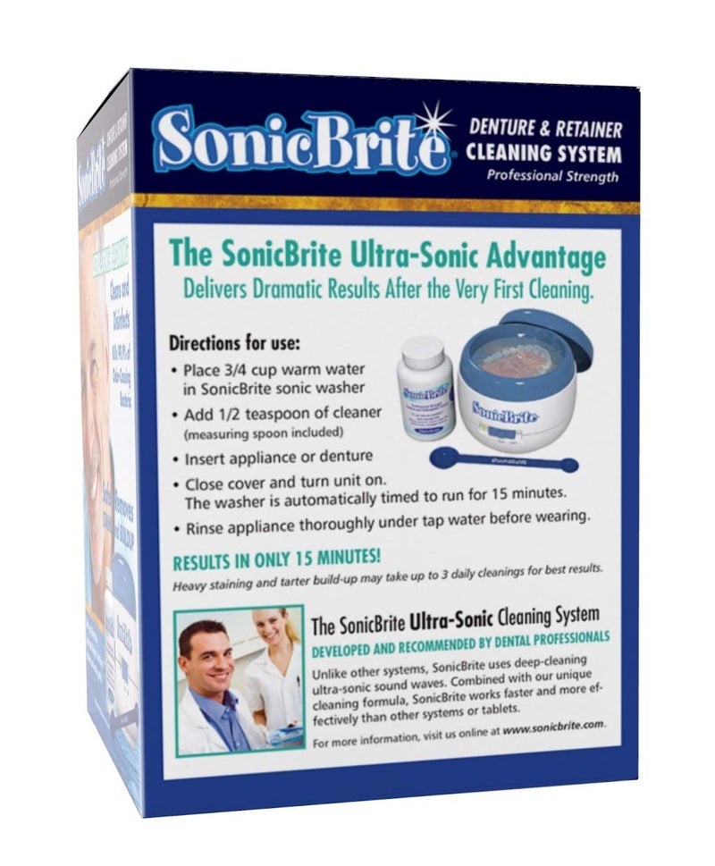 SonicBrite Denture / Retainer Cleaning Kit â€” Clean any Removable Dental Device with a Powerful Sonic Bath â€” Cleaner for Night & Mouth Guards, Aligners & More â€” Powerful Cleaning System - Image 3