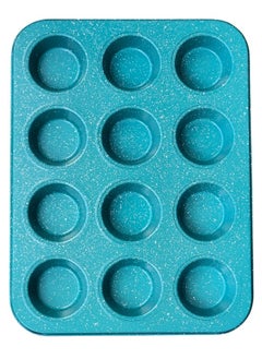 Happy Home 12-Slot Granite Cupcake Pan Perfect for Baking Cupcakes and Muffins 35 x 26 x 3 cm - Blue  - Image 1