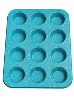 Happy Home 12-Slot Granite Cupcake Pan Perfect for Baking Cupcakes and Muffins 35 x 26 x 3 cm - Blue  - Image 2