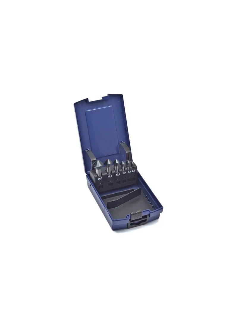 WSH-Tools.de Countersink Set 6 pieces HSS‑E Co5 90° U‑Flute uneven pitch (chatter‑free)  ALTiN coated - Image 1