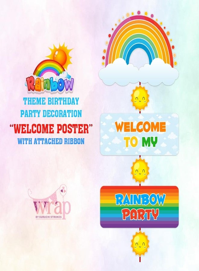 Suruchi Strokes Rainbow Theme Birthday Party Welcome Poster Decorations Banner, for Girls and Boys, Birthday Party Supplies Set - Image 4