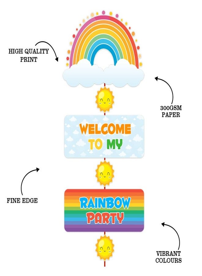Suruchi Strokes Rainbow Theme Birthday Party Welcome Poster Decorations Banner, for Girls and Boys, Birthday Party Supplies Set - Image 5