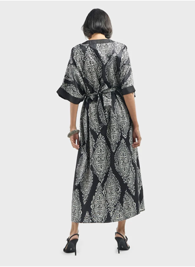 FAV Printed Tie-Up Kaftan Dress