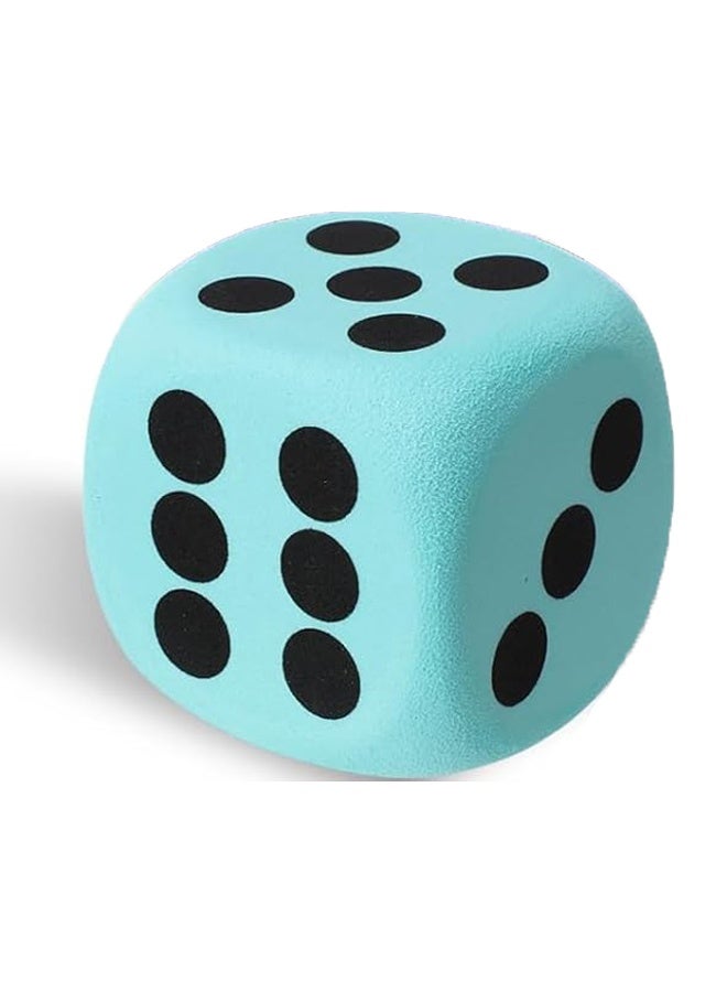 HY Foam Dice 8cm Fun Game Props PU Toy Elastic Decorative Cube Lightweight Dice Block Party Dice Math Educational Toy for Family Entertainment Outdoor Camping Picnic (Light Blue) - Image 1