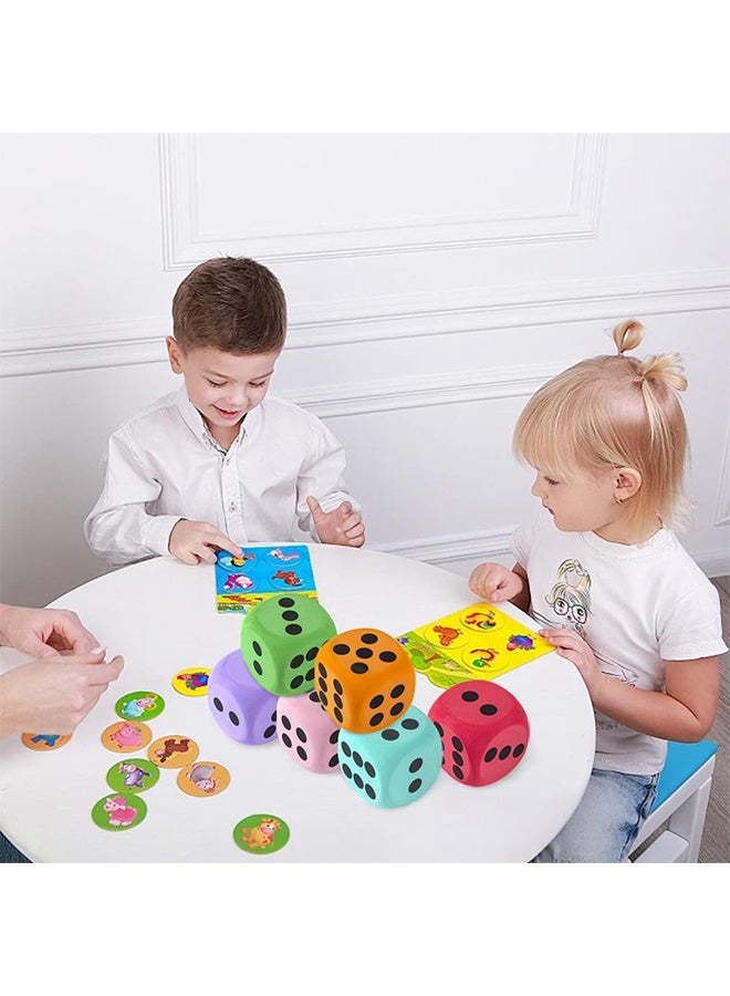 HY Foam Dice 8cm Fun Game Props PU Toy Elastic Decorative Cube Lightweight Dice Block Party Dice Math Educational Toy for Family Entertainment Outdoor Camping Picnic (Light Blue) - Image 3