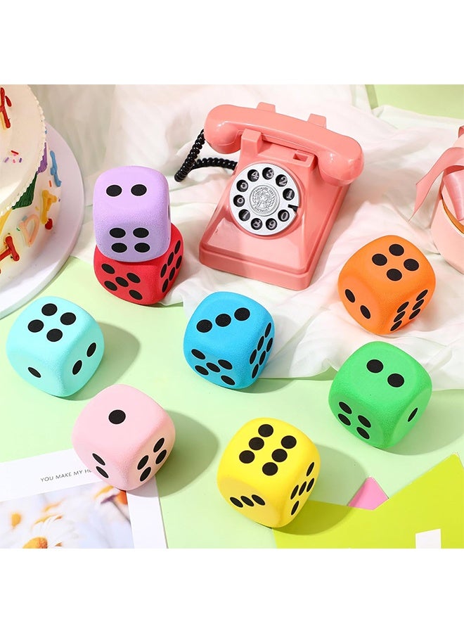 HY Foam Dice 8cm Fun Game Props PU Toy Elastic Decorative Cube Lightweight Dice Block Party Dice Math Educational Toy for Family Entertainment Outdoor Camping Picnic (Light Blue) - Image 4