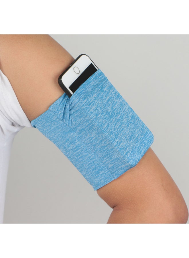 Generic Outdoor Fitness Arm Bag Sports Elastic Arm Band Running Phone Bag Cycling Sleeve Breathable Handbag-Color:Blue Yarn - Image 1