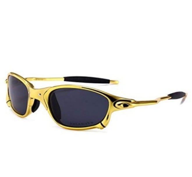 Polarized Sports Sunglasses for Men - Gold Frame with Grey Lens