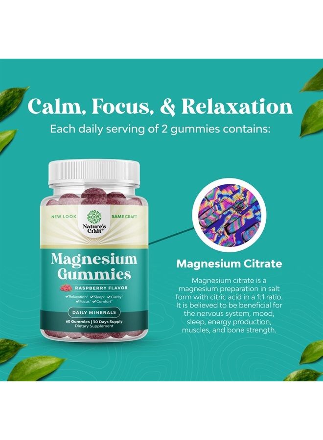 Natures Craft Potent Magnesium Citrate Gummies for Adults 170mg - Calm Magnesium Gummies for Sleep Support Restless Legs Cramps and Muscle Health - Tasty Non GMO Vegan Gummy Vitamin Supplement for Women and Men - Image 5