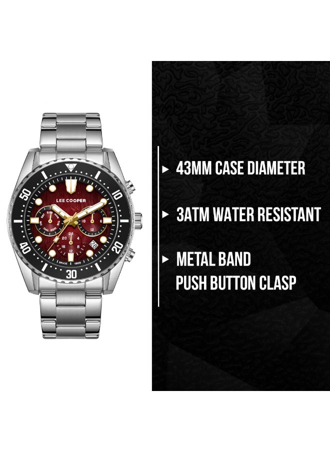 Lee Cooper Men's Multi Function Display Watch With Silver Metal Strap - LC08101.380  - Image 2