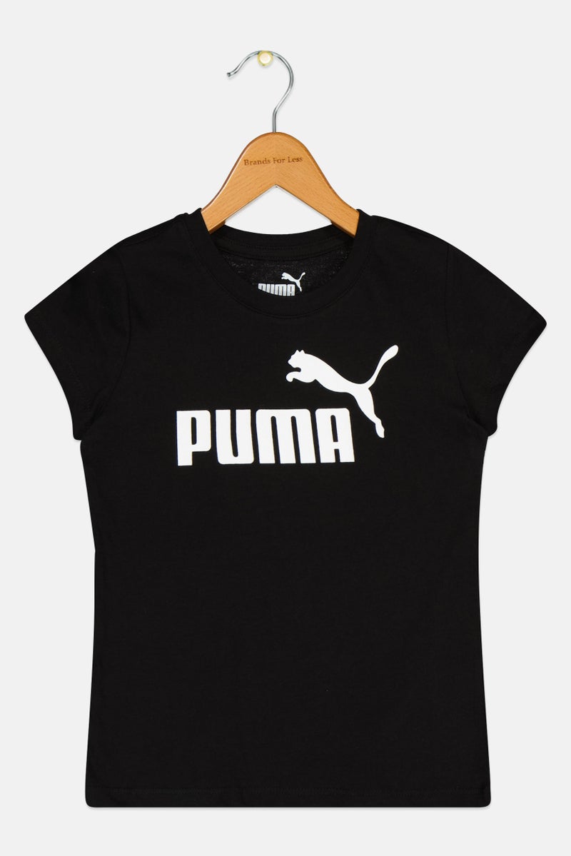 PUMA ملابس رياضية للبنات للأطفال تي شيرت قصير الأكمام خارجي، أسود - Image 2