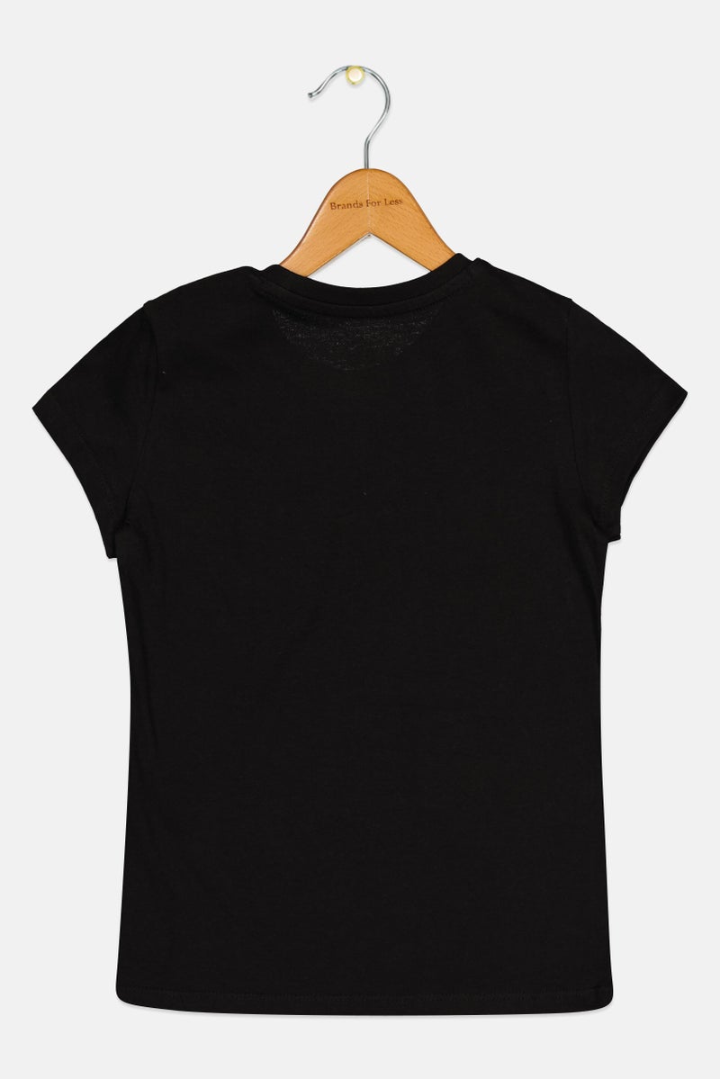 PUMA ملابس رياضية للبنات للأطفال تي شيرت قصير الأكمام خارجي، أسود - Image 3