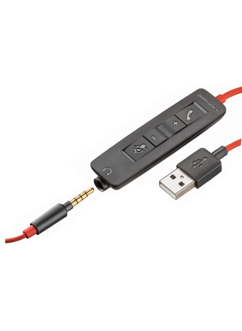 Poly - Poly Blackwire 3225 Stereo USB-A Headset - Noise-Canceling Microphone, Hi-Fi Stereo Sound, Dynamic EQ, USB-A/USB Type-C & 3.5mm Connectivity, On-Ear Design, Adjustable 270° Boom Mic, Foam Ear Cushions, Compatible with Windows 11/10, macOS, and Mobile Devices, 87g, Black | 80S11A6 - Image 1