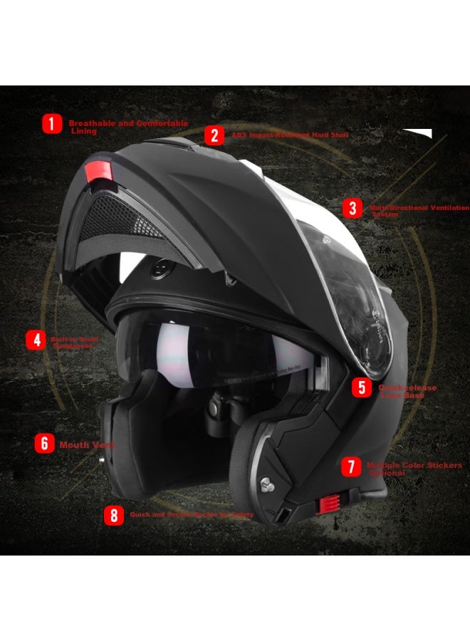 Torc Motorcycle Helmet T271, Dual Visor Retro Flip-up Helmet For Men And Women, All Seasons, 3c Certified, Matte Black, Size L - Image 3