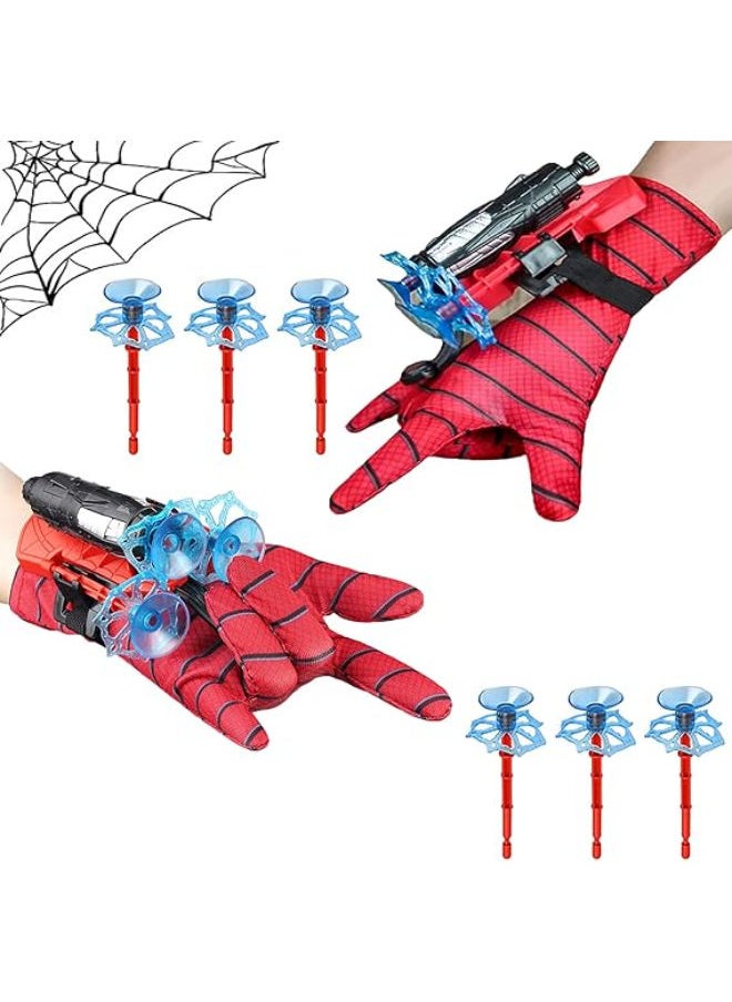 سبايدر قفازات May Huang Spider Launcher، مجموعة من 2 قفازات سبايدرمان هيرو للأطفال، مطلق النار على شبكة العنكبوت، قفازات قاذفة البطل، قفاز لعبة سبايدرمان، قاذفة أبطال الأطفال للحفلات التنكرية 