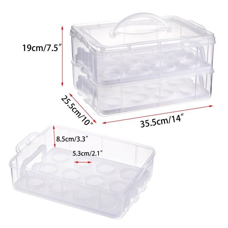 BTSKY 2 Tier Clear Plastic Cupcake Holder with Lid & Handles  Portable Cupcake Carrier for 24 Cupcakes  Stackable Cupcake Storage Container with Convenient Slot Tray Large Plastic Storage Box  White - Image 4