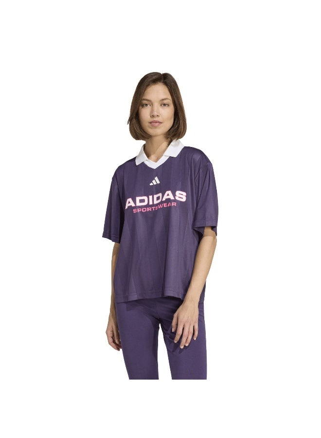 Adidas W Tiro Q4 Tee Purple Training T-Shirts For Women XS - Image 2