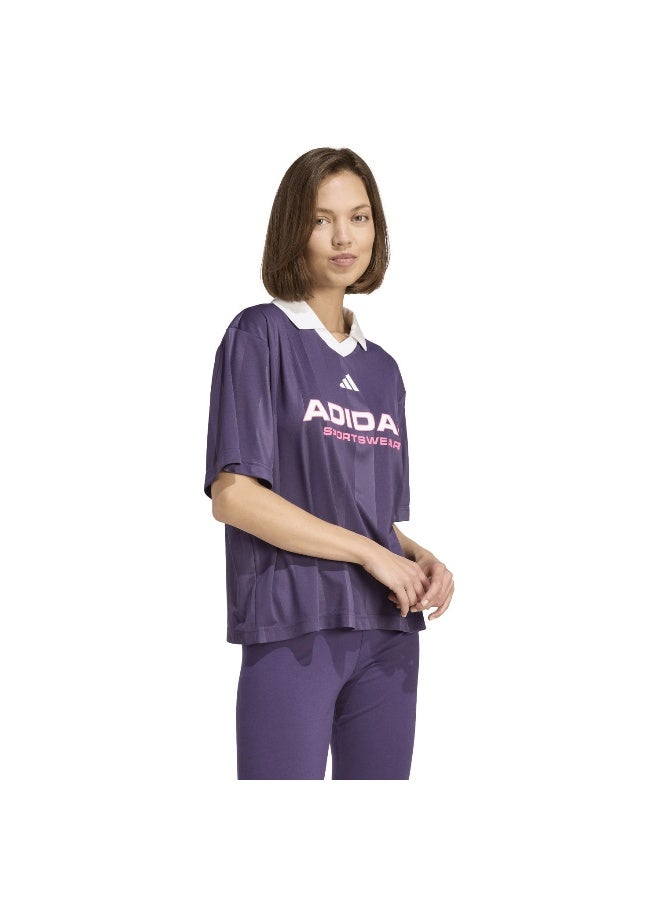 Adidas W Tiro Q4 Tee Purple Training T-Shirts For Women XS - Image 4