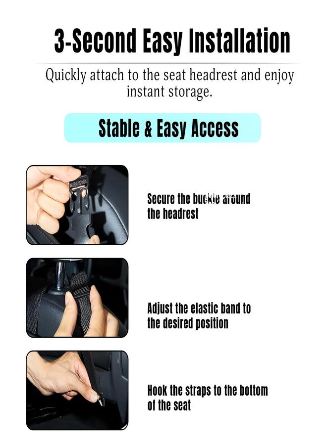The AutoStory The AutoStroy Car Seat Back Organizer with Tissue Holder | Multi-Pocket Backseat Organizer | Leather Storage Bag for Bottles, Phone | Travel Essentials Universal Fit Car Interior Organizer (Black) - Image 3
