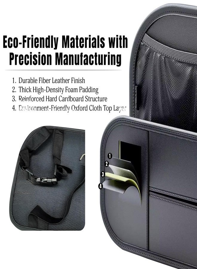 The AutoStory The AutoStroy Car Seat Back Organizer with Tissue Holder | Multi-Pocket Backseat Organizer | Leather Storage Bag for Bottles, Phone | Travel Essentials Universal Fit Car Interior Organizer (Black) - Image 4