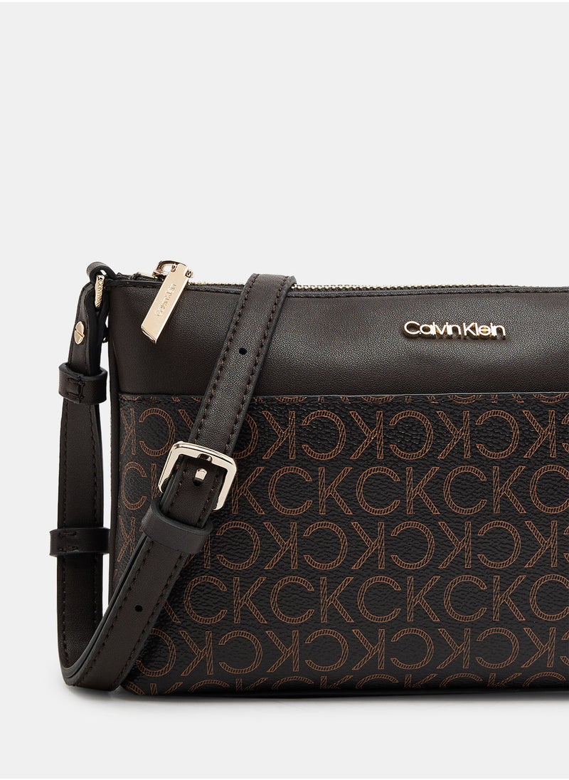 CALVIN KLEIN - Monogram Zip Crossbody Bag - Image 1