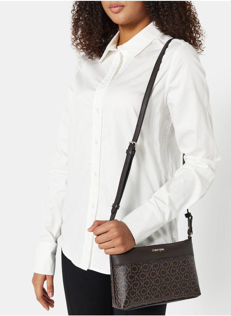 CALVIN KLEIN - Monogram Zip Crossbody Bag - Image 1