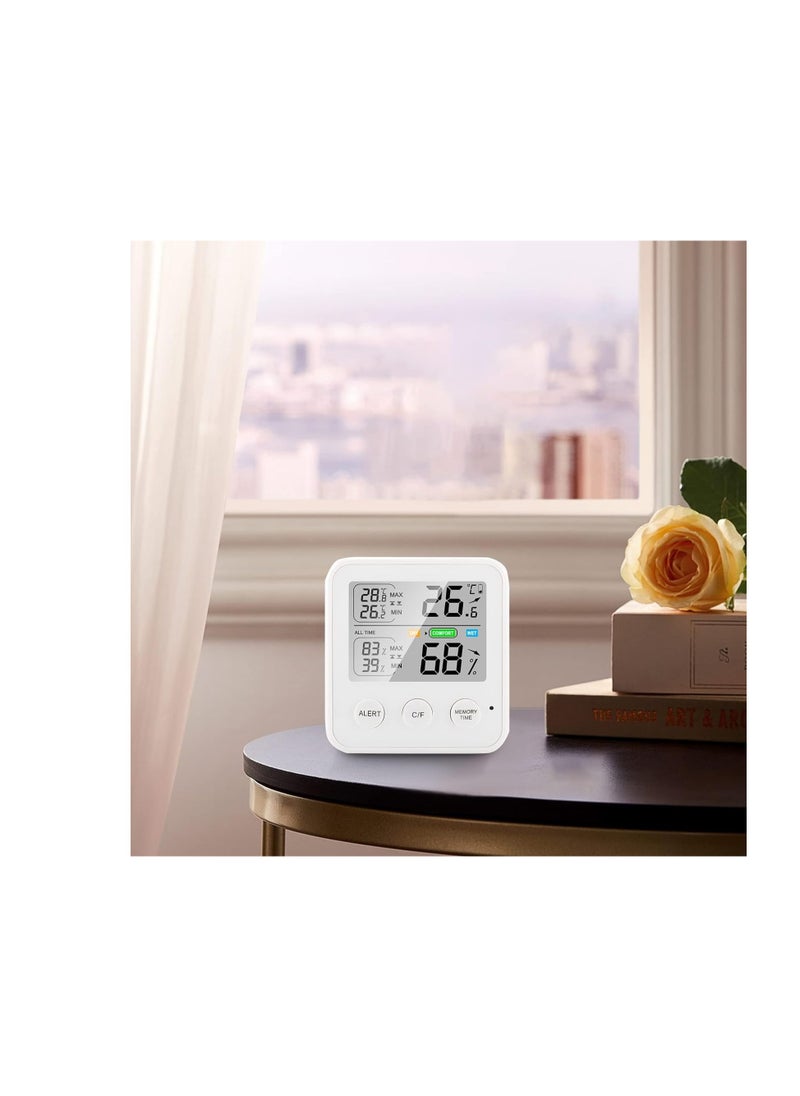 Generic Digital Indoor Hygrometer and Thermometer, Accurate Room Humidity and Temperature Monitor with Clock and Memory Function for Real Time Tracking  - Image 2