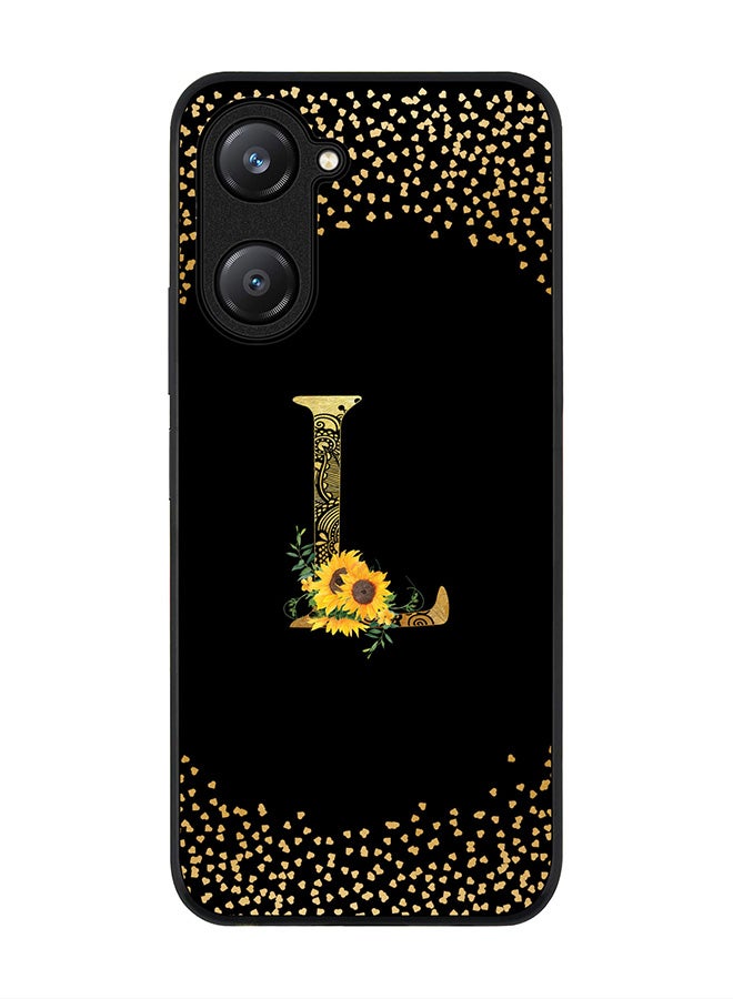Stylizedd Rugged Black edge case for Vivo Y28s 5G / Vivo Y18 4G /Vivo Y03 4G Case Cover- Custom Monogram Initial Letter Floral Pattern Alphabet - L ( Black) - Image 1