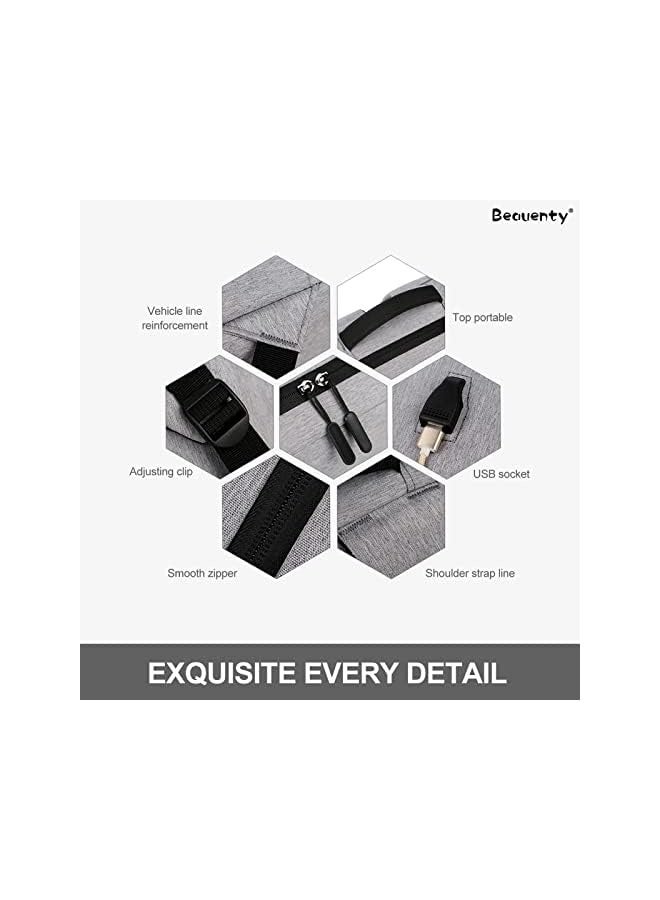 بيوينتي حقيبة ظهر للكمبيوتر، حقيبة كتب للسفر مع منفذ شحن USB، حقيبة ظهر للكمبيوتر المحمول متينة ومضادة للسرقة، حقيبة كمبيوتر مدرسية مقاومة للماء، تناسب أجهزة الكمبيوتر المحمول - Image 3