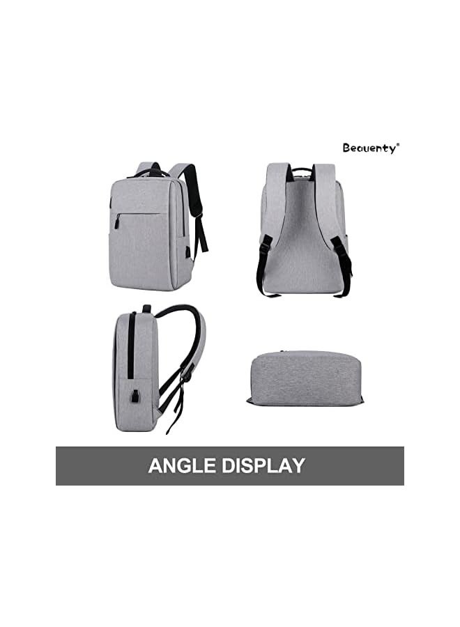 بيوينتي حقيبة ظهر للكمبيوتر، حقيبة كتب للسفر مع منفذ شحن USB، حقيبة ظهر للكمبيوتر المحمول متينة ومضادة للسرقة، حقيبة كمبيوتر مدرسية مقاومة للماء، تناسب أجهزة الكمبيوتر المحمول - Image 5