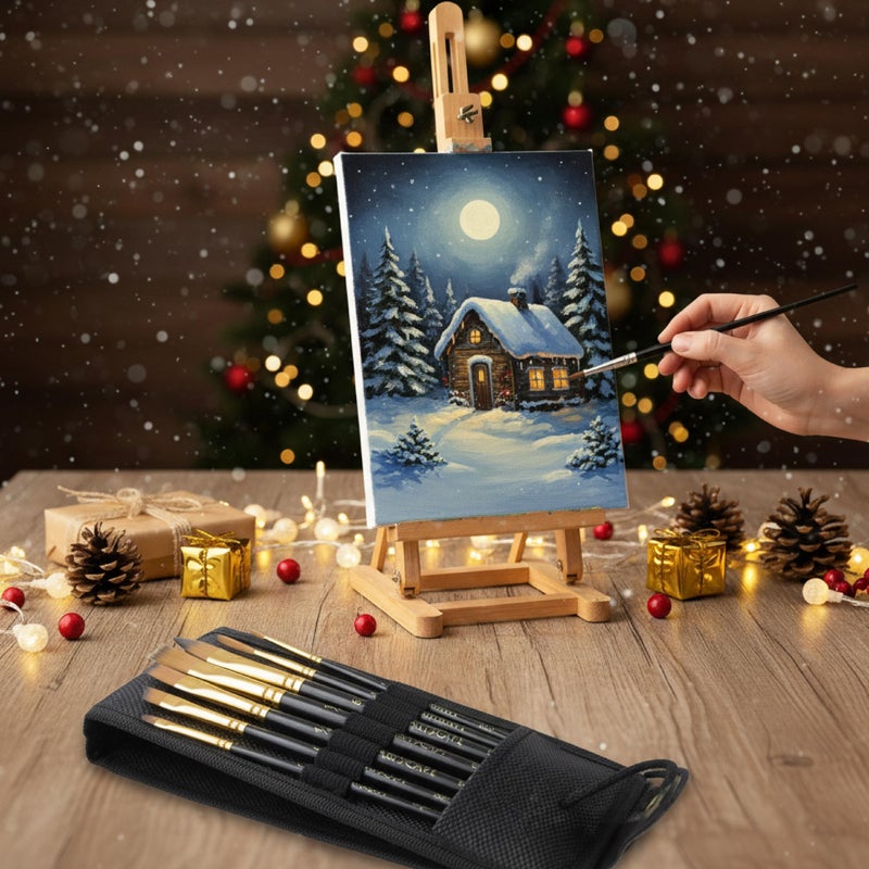 Myartscape مجموعة فرش الرسم المحمولة من MyArtscape - 7 فرشاة فنانين للرسم بالألوان المائية والأكريليك والزيتية - مستلزمات فنية عالية الجودة (فرش محمولة - 002) - Image 3