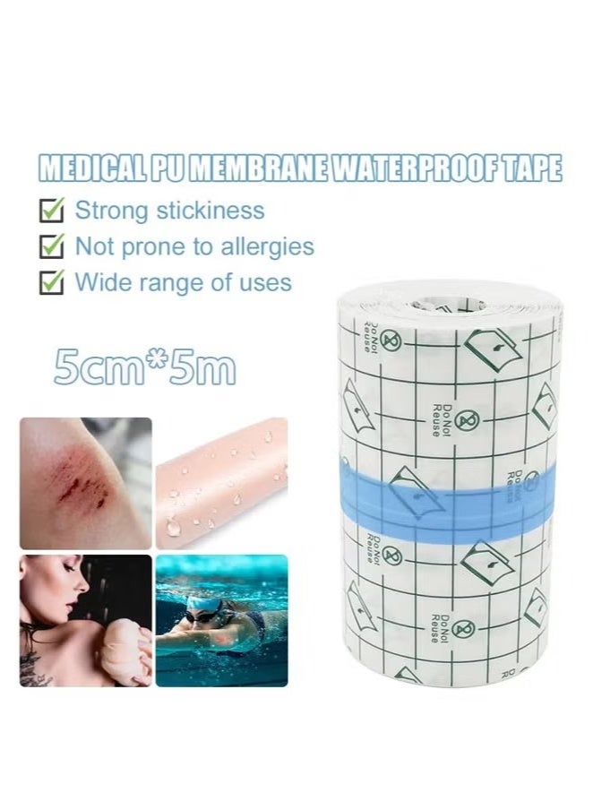 OMEVE Tattoo Aftercare Bandage, Tattoo Waterproof Bandage, Second Skin Tattoo Cover Up Tape, Tattoo Healing Wrap, Tattoo Wrap, Tattoo Tape, Tattoo Supplies（5cm×5m） - Image 2