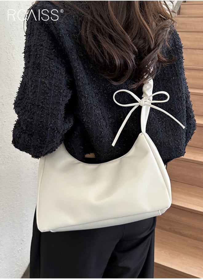 roaiss - Fashionable Simple Underarm Bag Women'S Daily Commuting Pleated Adjustable Shoulder Strap Handbag High Quality Pu Leather Shoulder Bag - Image 1
