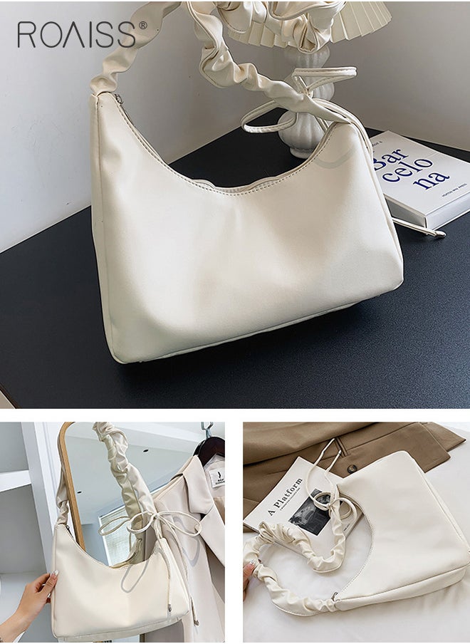 roaiss - Fashionable Simple Underarm Bag Women'S Daily Commuting Pleated Adjustable Shoulder Strap Handbag High Quality Pu Leather Shoulder Bag - Image 1
