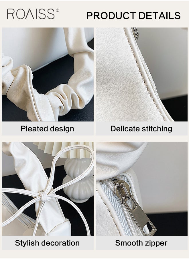 roaiss - Fashionable Simple Underarm Bag Women'S Daily Commuting Pleated Adjustable Shoulder Strap Handbag High Quality Pu Leather Shoulder Bag - Image 1