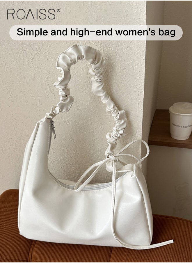 roaiss - Fashionable Simple Underarm Bag Women'S Daily Commuting Pleated Adjustable Shoulder Strap Handbag High Quality Pu Leather Shoulder Bag - Image 1