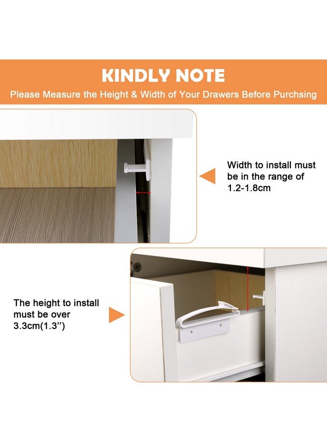 Coolrunner Child Safety Drawer Locks, 8 Pack Safety Invisible Drawer Latches with Strong Adhesive for Baby Care,Only fit for Some Drawer, Please See Below Before Buying - Image 2